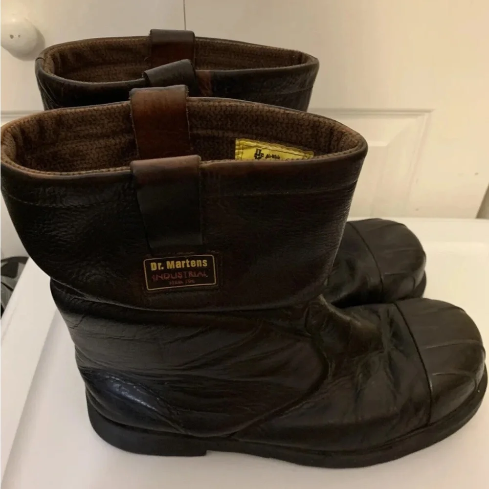 Dr Martens Industrial Mens Sz 13M Leather Boots Brown Steel Toe Doc‎